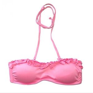 Boutique Ruffle Bandeau Swimsuit Top Pink Monogram Women’s/Juniors Size Medium